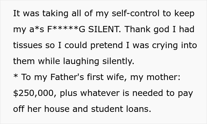 Text explaining inheritance details from a great-grandma, silently fuming an entitled in-law. Text explaining inheritance details from a great-grandma, silently fuming an entitled in-law.