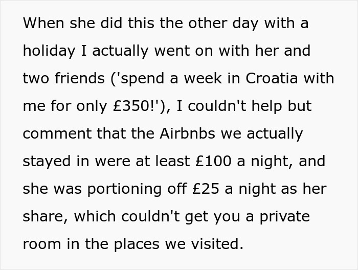 A screenshot explaining a travel influencer's budget lies about a Croatia trip, stating expenses were much higher. A screenshot explaining a travel influencer's budget lies about a Croatia trip, stating expenses were much higher.