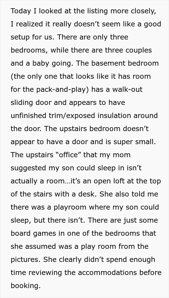 Mom rushes to make travel plans, leading to a family realizing the travel accommodations are unsuitable for the family.