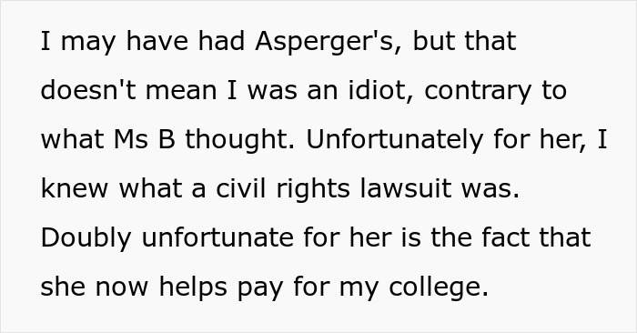 Boy with Asperger's takes revenge on a bullying teacher, proving he was not an idiot. Boy with Asperger's takes revenge on a bullying teacher, proving he was not an idiot.