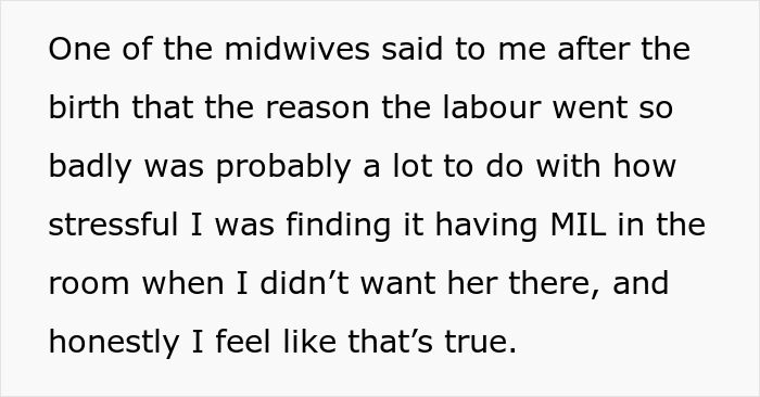 New mom feels betrayed as MIL forces her way into the delivery room; husband doesn't stop her. New mom feels betrayed as MIL forces her way into the delivery room; husband doesn't stop her.