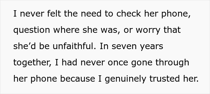 Screenshot of a text discussing trust broken due to a cheating wife's affair with another man. Screenshot of a text discussing trust broken due to a cheating wife's affair with another man.