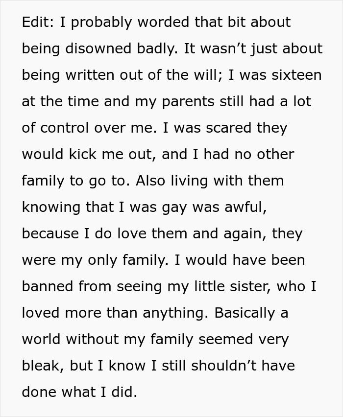 Text explaining a person's shock and fear of being disowned by parents if they discovered she was lesbian. Text explaining a person's shock and fear of being disowned by parents if they discovered she was lesbian.