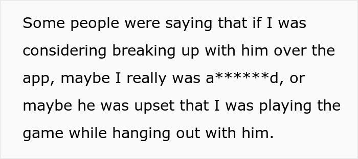 Text discussing others' reactions to the woman's feelings about her boyfriend deleting her phone app. Text discussing others' reactions to the woman's feelings about her boyfriend deleting her phone app.