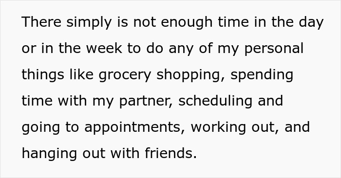 A woman confesses her feelings about an easy job and medium salary, stating lack of time for personal life. A woman confesses her feelings about an easy job and medium salary, stating lack of time for personal life.