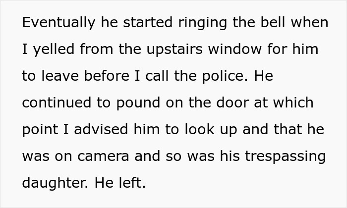 Text detailing the woman's warning to the dog owner about calling the police, focusing on the dog owner's nightmare. Text detailing the woman's warning to the dog owner about calling the police, focusing on the dog owner's nightmare.