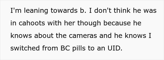 A screenshot showing text discussing a plan to make DIL have kids, mentioning birth control and UID.