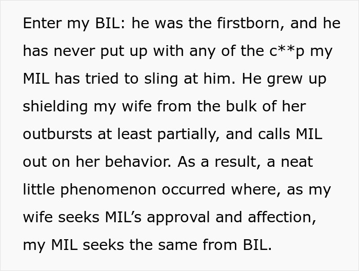 Text snippet describing the brother-in-law's protective nature towards his sis and his conflict with their evil mom. Text snippet describing the brother-in-law's protective nature towards his sis and his conflict with their evil mom.
