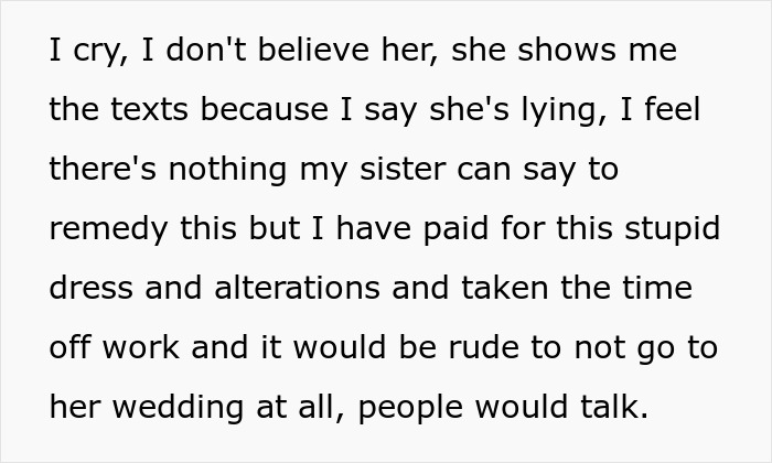 Bride keeps bridesmaid's BF off the wedding guest list: sister cries over wedding dress and time off work.
