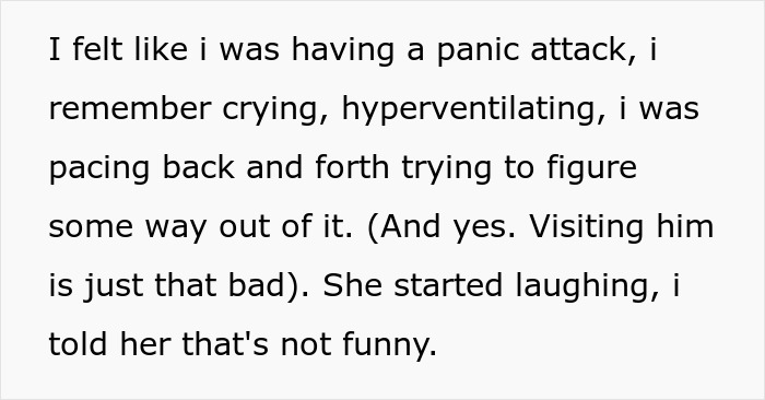 Screenshot of text about experiencing a panic attack due to the toxic uncle, with crying and hyperventilating.