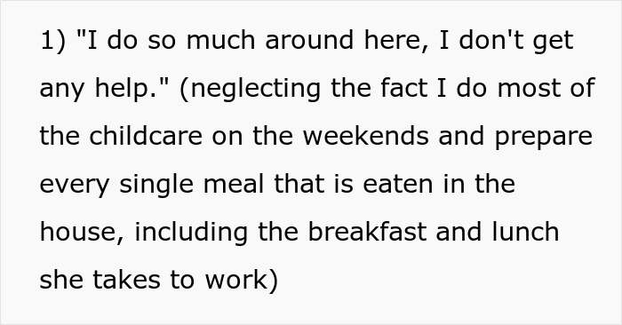 A postpartum wife expecting her cancer-stricken husband to slog at home, claiming she doesn't get help with childcare and meals.