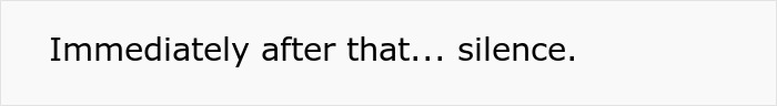 Text indicating silence after a mother-in-law's family feud over a childfree wedding. Text indicating silence after a mother-in-law's family feud over a childfree wedding.