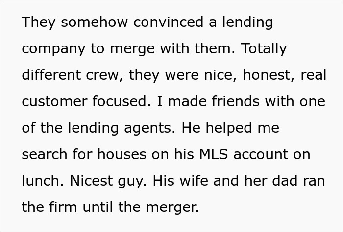 Text explaining a lending company merger and the IT Guy making friends. Text explaining a lending company merger and the IT Guy making friends.