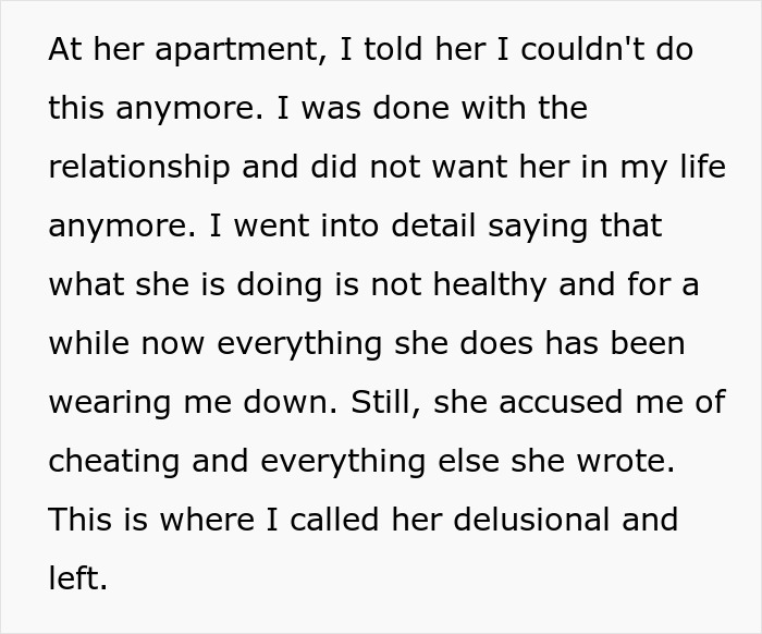 Online complaint from a woman about her cheating ex and his take.