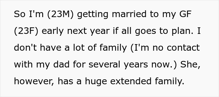 A Reddit post from a groom-to-be, detailing his family background and upcoming marriage, hinting at wedding night issues.