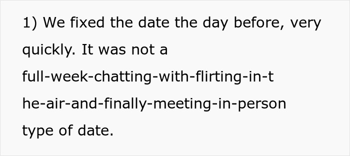 Screenshot of text detailing a guy canceling a date quickly, not a long chat-flirt-meet type of date. Screenshot of text detailing a guy canceling a date quickly, not a long chat-flirt-meet type of date.