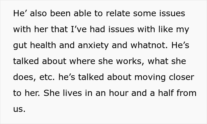 Text about Jim's GF and his knowledge of her work, life, and plans to move closer.