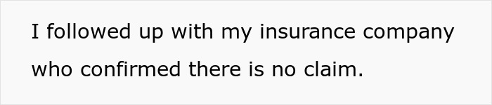A concise text message from the dog owner, confirming with the insurance company that there is no claim. A concise text message from the dog owner, confirming with the insurance company that there is no claim.