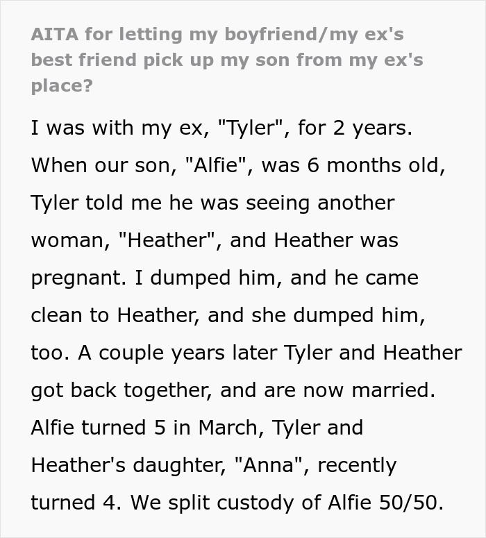 Screenshot of text about a man who cheats on GF and has another baby, creating family drama. Screenshot of text about a man who cheats on GF and has another baby, creating family drama.