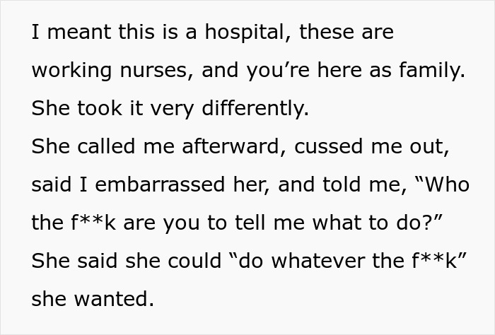 A Mom throws a hissy fit in text, furious that her son told her to stop during DIL's delivery.