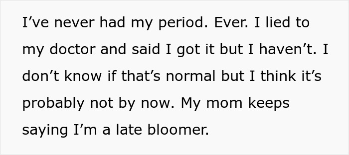 A teen escapes controlling mom, revealing shes never had her period due to her mothers lies about her body. A teen escapes controlling mom, revealing shes never had her period due to her mothers lies about her body.