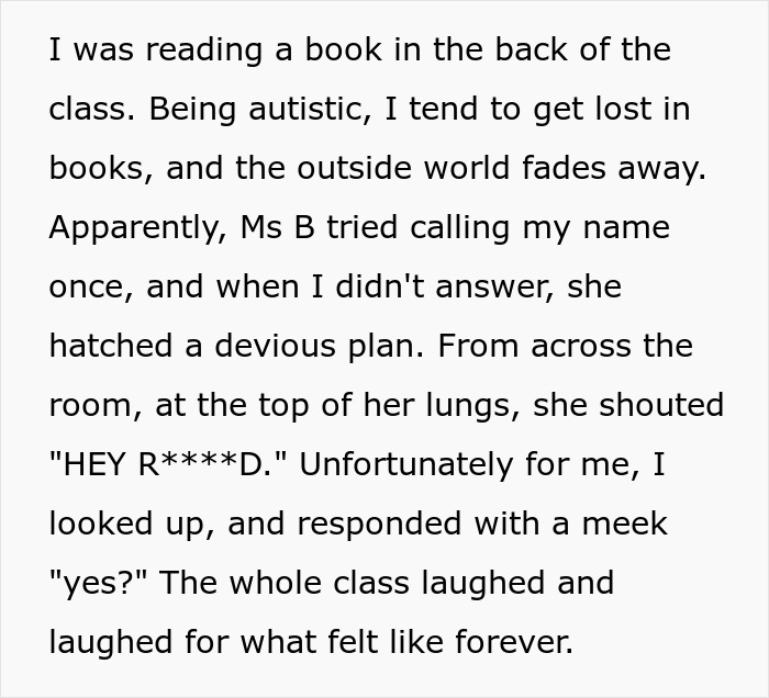 Teacher encourages class to bully boy with Asperger’s by shouting slurs when he was reading. Teacher encourages class to bully boy with Asperger’s by shouting slurs when he was reading.