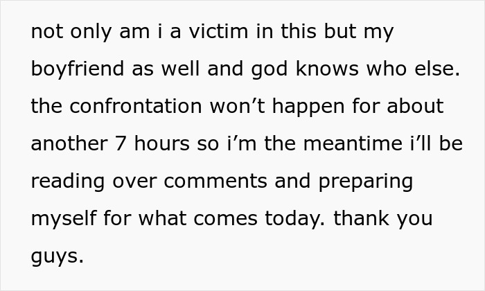 Text discussing being a victim and preparing for confrontation about spy camera room. Text discussing being a victim and preparing for confrontation about spy camera room.