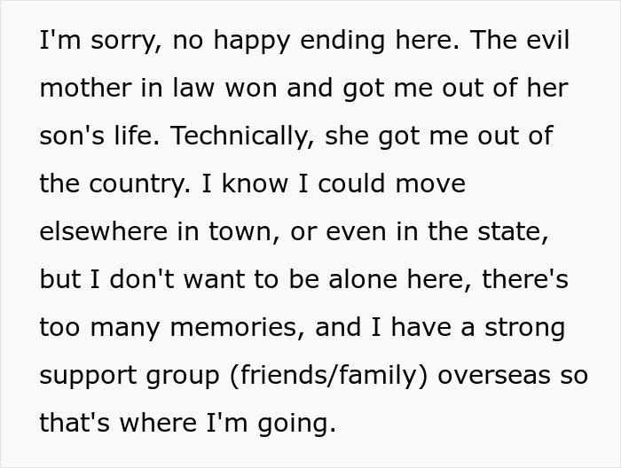 A woman considers her future mother-in-law's actions and her son marrying her.