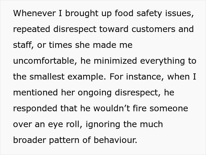 Text discussing a 17YO who slacks off, showing disrespect at work, and made-up bullying claims. Text discussing a 17YO who slacks off, showing disrespect at work, and made-up bullying claims.