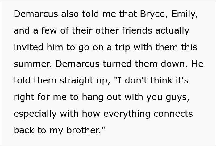 Text detailing the guy's refusal to expose his acquaintance's cheating girlfriend, leading to friends icing him out.