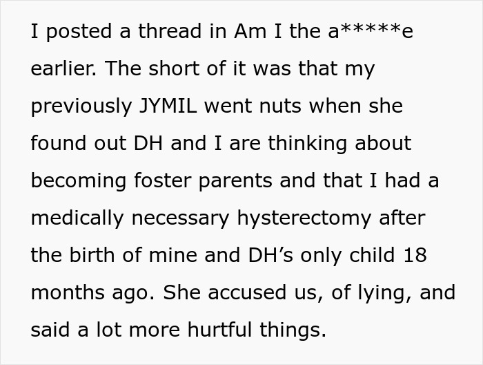 Woman Hides Hysterectomy From MIL For 18 Months, All Hell Breaks Loose When She Finally Finds Out Woman Hides Hysterectomy From MIL For 18 Months, All Hell Breaks Loose When She Finally Finds Out