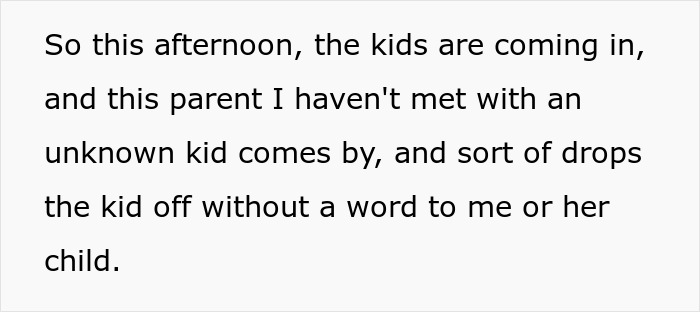 Text snippet explaining how an entitled mom dropped off her kid at a community class without a word, treating it as free daycare. Text snippet explaining how an entitled mom dropped off her kid at a community class without a word, treating it as free daycare.