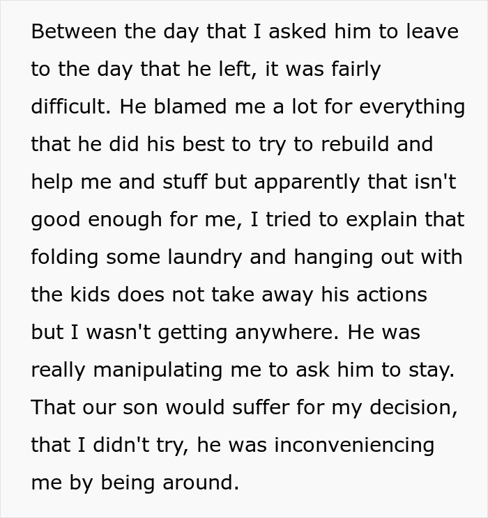 Text explaining how a man manipulated his pregnant wife into forgiving him, blaming her for his affair. Text explaining how a man manipulated his pregnant wife into forgiving him, blaming her for his affair.