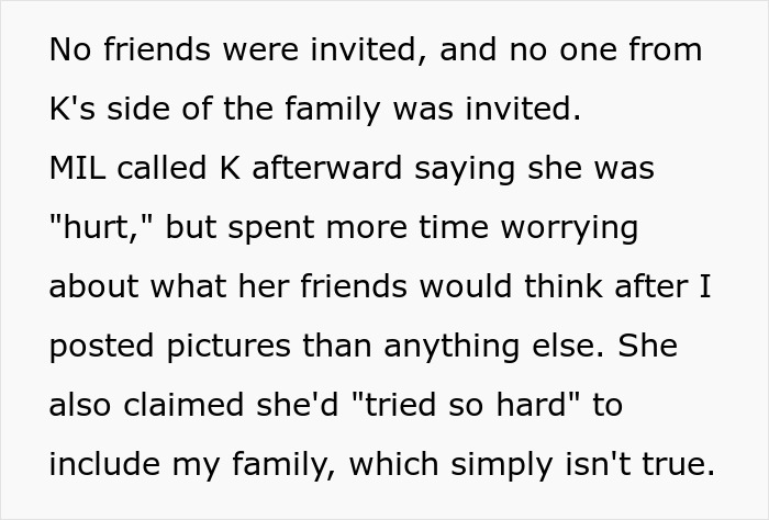 Text about a mother-in-law sparking a family feud over a childfree wedding, being hurt but worrying about friends. Text about a mother-in-law sparking a family feud over a childfree wedding, being hurt but worrying about friends.