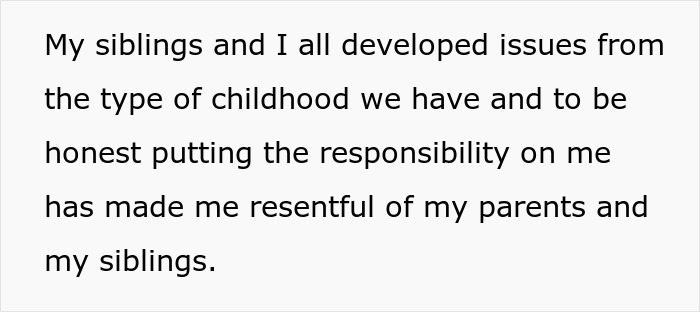 A screenshot of text detailing the negative impact of parents making their son raise their kids. A screenshot of text detailing the negative impact of parents making their son raise their kids.