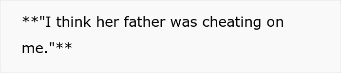 Text bubble: I think her father was cheating on me. A mixed-race mom invents family scandals. Text bubble: I think her father was cheating on me. A mixed-race mom invents family scandals.