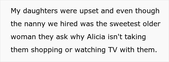 Screenshot of text about daughters upset with new wife and the hired nanny, highlighting kids and nanny. Screenshot of text about daughters upset with new wife and the hired nanny, highlighting kids and nanny.