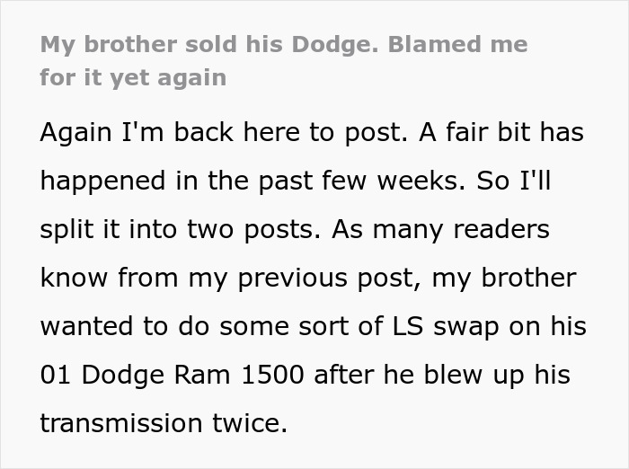 Failed Truck Purchase Turns Into Brothers' Rivalry, Proving Older Bro’s Desire To Needlessly Compete Failed Truck Purchase Turns Into Brothers' Rivalry, Proving Older Bro’s Desire To Needlessly Compete