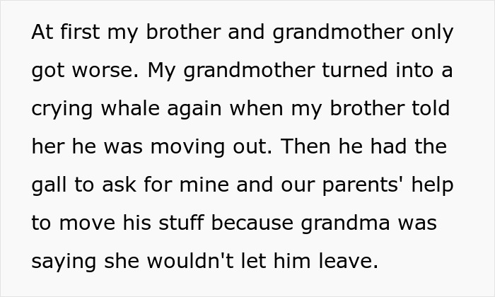 A paragraph describing how a brother and grandmother got worse after the proposal attempt at the brother's wedding.