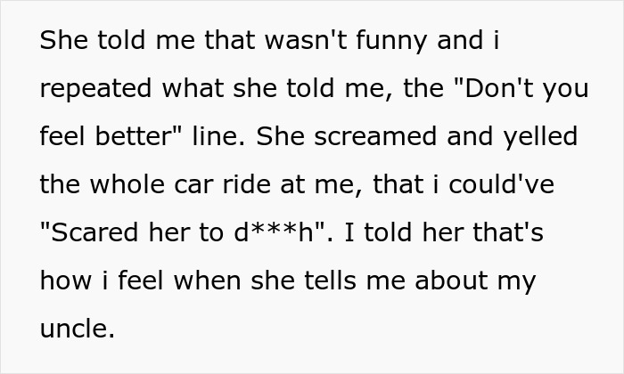 A woman upset and screaming, after the clown prank, comparing her panic to fear of a toxic uncle.