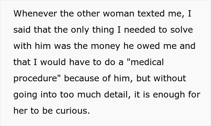 Screenshot of text describing the gf tricking the bf into paying for a fake abortion, linked to his secret dating. Screenshot of text describing the gf tricking the bf into paying for a fake abortion, linked to his secret dating.