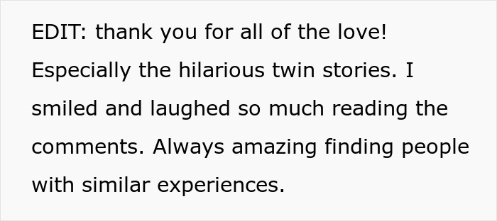 An edit thank you message for love and hilarious identical twin stories. An edit thank you message for love and hilarious identical twin stories.