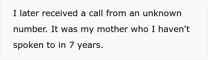 Text about receiving a call from her estranged mother after discovering her husband and sister completely naked.