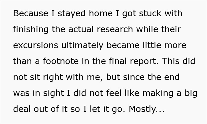 Text about staying home, finishing research, and excursions becoming a footnote, leading to petty brownie payback. Text about staying home, finishing research, and excursions becoming a footnote, leading to petty brownie payback.