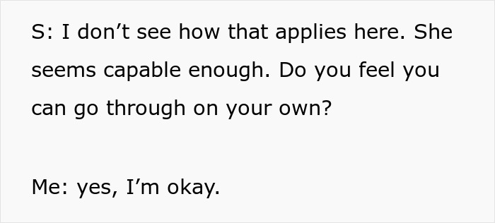 Text from a conversation about an 18YO daughter leaving the country, with airport security confirming her capability. Text from a conversation about an 18YO daughter leaving the country, with airport security confirming her capability.