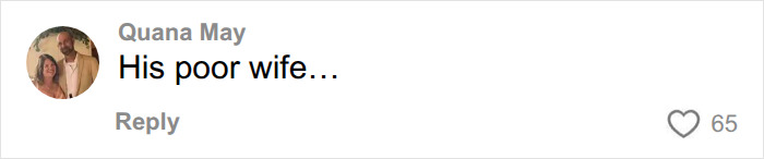 A social media comment from Quana May saying His poor wife, reflecting fan reaction to Aziz Ansari's marriage. A social media comment from Quana May saying His poor wife, reflecting fan reaction to Aziz Ansari's marriage.