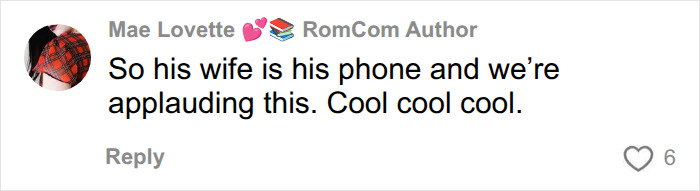 A social media comment by Mae Lovette, a RomCom Author, questioning Aziz Ansari's marriage and lifestyle. A social media comment by Mae Lovette, a RomCom Author, questioning Aziz Ansari's marriage and lifestyle.