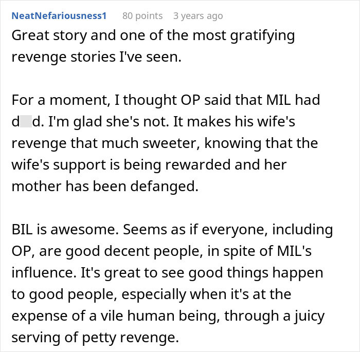 A detailed comment about a gratifying revenge story, praising the brother-in-law for helping his sister with the inheritance. A detailed comment about a gratifying revenge story, praising the brother-in-law for helping his sister with the inheritance.