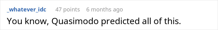 A screenshot showing a comment about a woman who predicted 9/11, claiming Quasimodo predicted all of this.