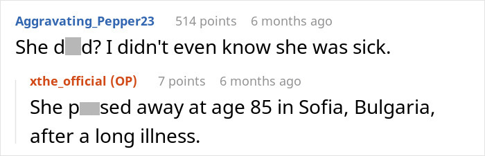 A screenshot of a Reddit comment section, discussing the woman who predicted 9/11 and her unsettling call.